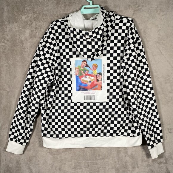 Childish Checkered Hoodie Men’s Size XL Vintage Y2K Skate Sweatshirt - Picture 3 of 15